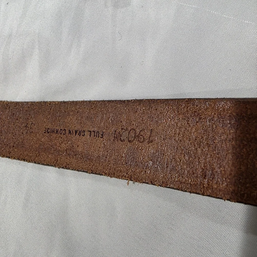 Vintage Mens Tooled Leather Belt 37‎ Inches Brown Leaves Acorns Outdoor Western
